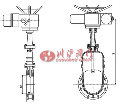 電動暗桿刀型閘閥結(jié)構(gòu)圖