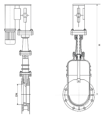電液動(dòng)暗桿刀型閘閥結(jié)構(gòu)圖