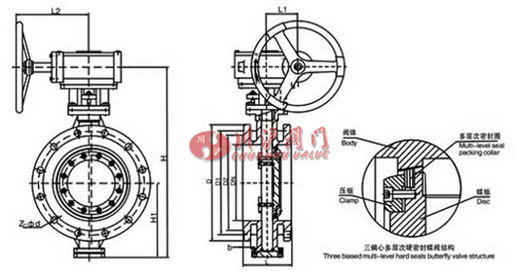 多層次硬密封蝶閥結(jié)構(gòu)圖