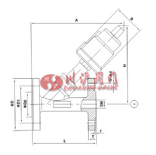 氣動角座閥不銹鋼結(jié)構(gòu)圖