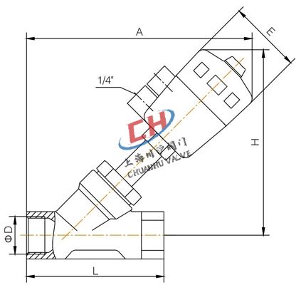 P2氣動內(nèi)螺紋角座閥結(jié)構圖