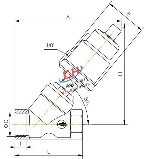 P3內(nèi)螺紋氣動角座閥結構圖