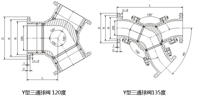 氣動(dòng)三通Y型球閥結(jié)構(gòu)圖