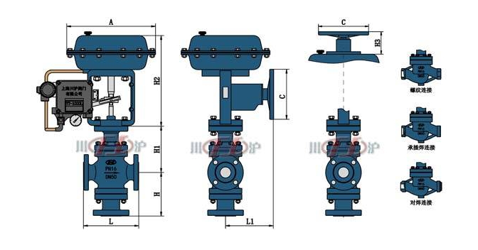 氣動三通調(diào)節(jié)閥 結(jié)構(gòu)圖
