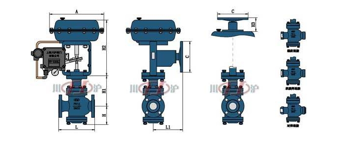 氣動雙座調節(jié)閥結構圖