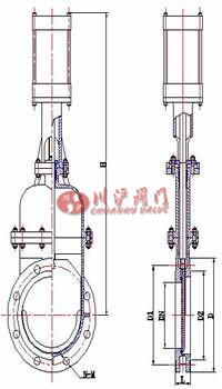 氣動(dòng)暗桿刀閘閥 結(jié)構(gòu)圖