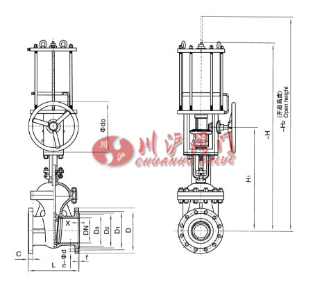 氣動法蘭閘閥結(jié)構(gòu)圖
