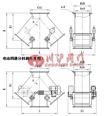 電動三通分料閥 結構圖